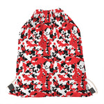 Red White And Black Digital Camo Print Drawstring Bag