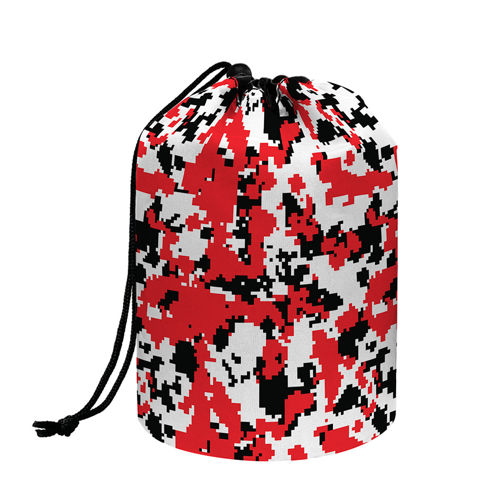 Red White And Black Digital Camo Print Drawstring Makeup Bag
