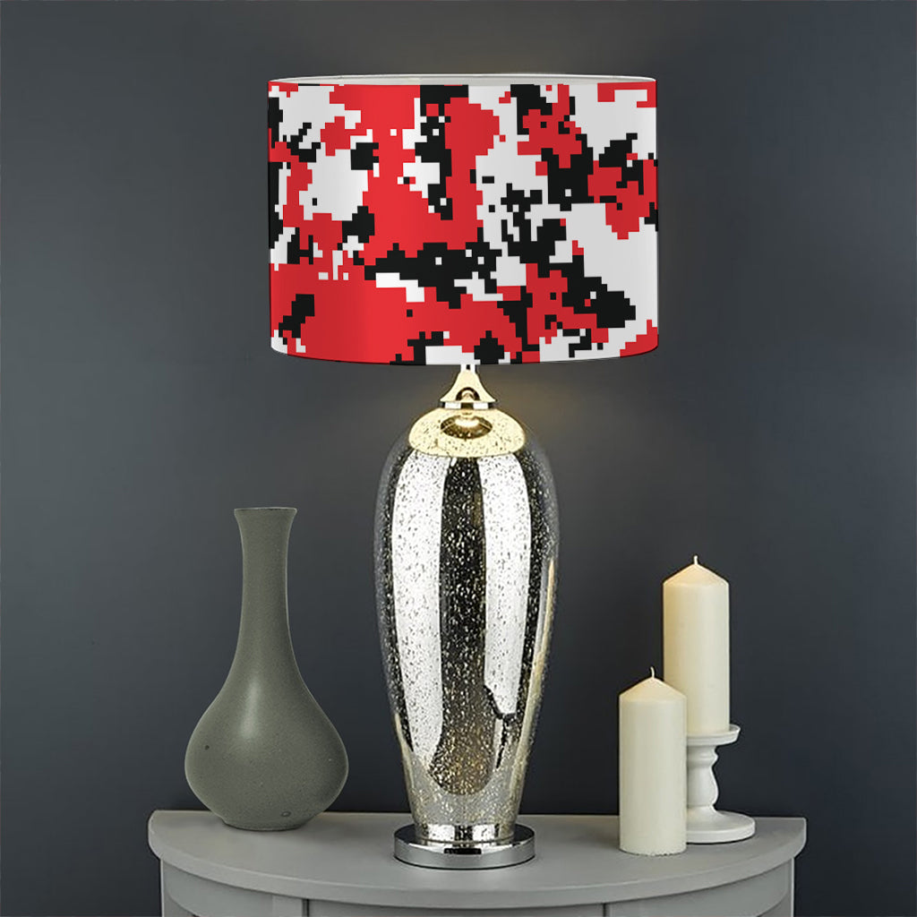 Red White And Black Digital Camo Print Drum Lamp Shade
