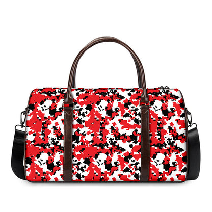 Red White And Black Digital Camo Print Duffle Bag