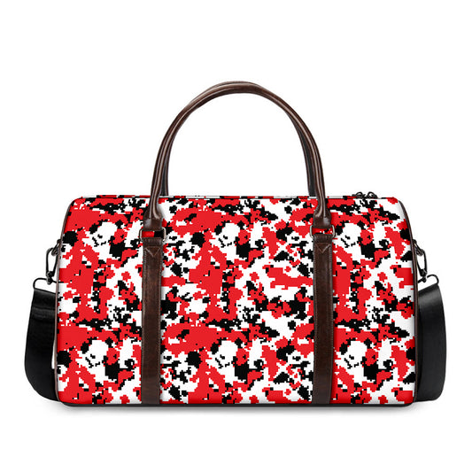 Red White And Black Digital Camo Print Duffle Bag