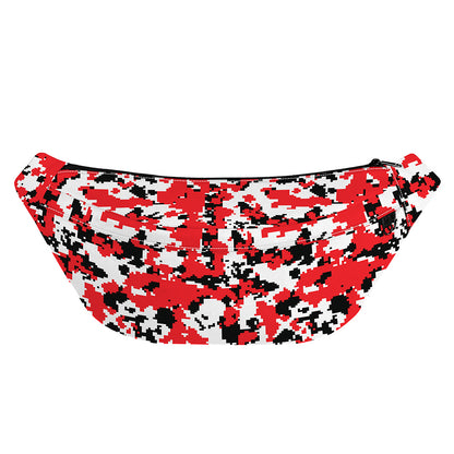 Red White And Black Digital Camo Print Fanny Pack