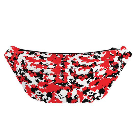 Red White And Black Digital Camo Print Fanny Pack