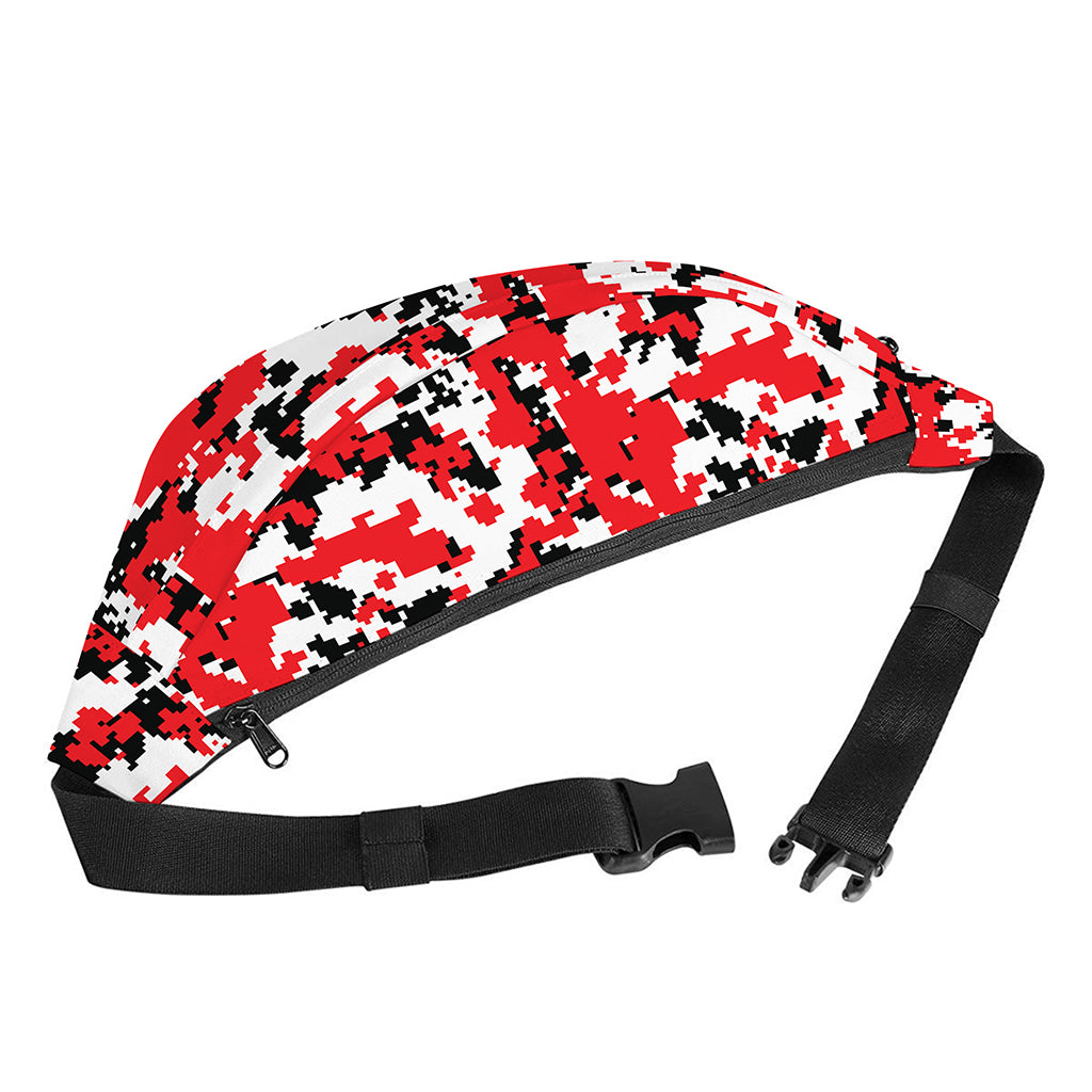 Red White And Black Digital Camo Print Fanny Pack