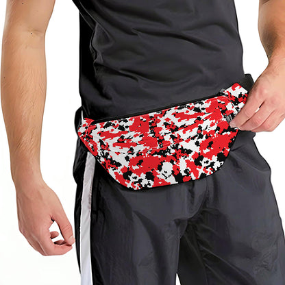 Red White And Black Digital Camo Print Fanny Pack