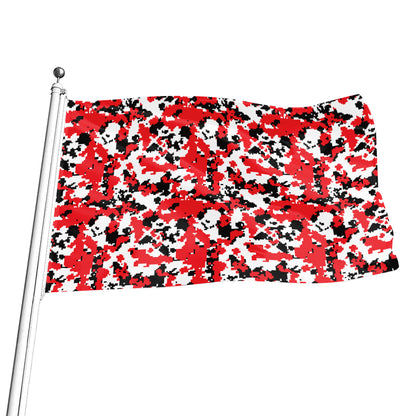 Red White And Black Digital Camo Print Flag