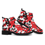 Red White And Black Digital Camo Print Flat Ankle Boots