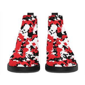 Red White And Black Digital Camo Print Flat Ankle Boots