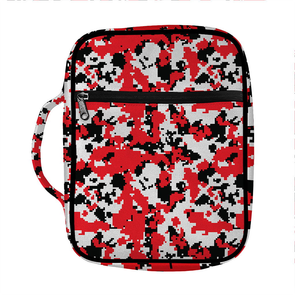 Red White And Black Digital Camo Print Front Pocket Bible Bag