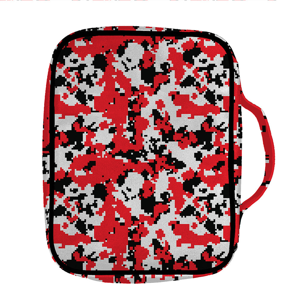 Red White And Black Digital Camo Print Front Pocket Bible Bag