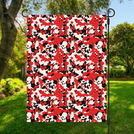 Red White And Black Digital Camo Print Garden Flag
