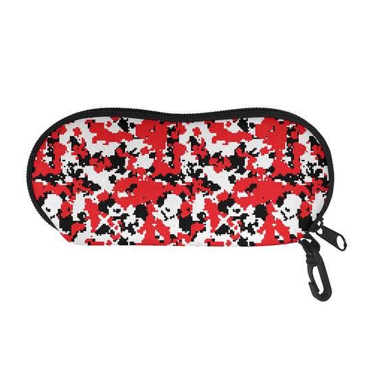 Red White And Black Digital Camo Print Glasses Case