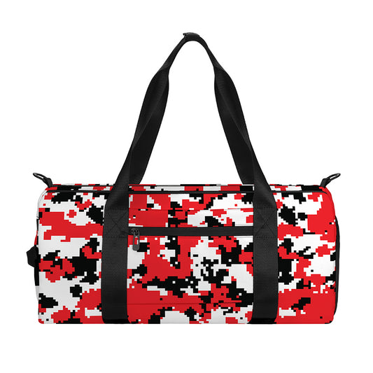 Red White And Black Digital Camo Print Gym Bag