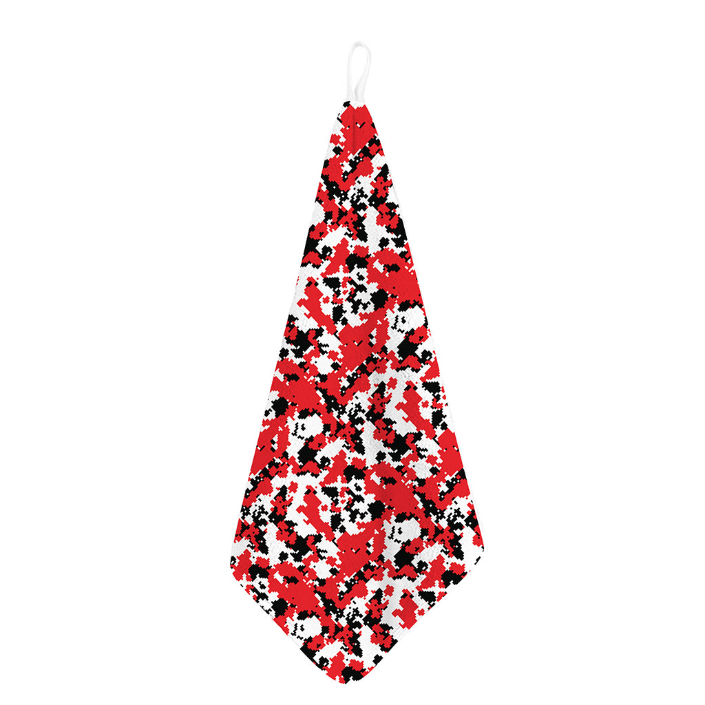 Red White And Black Digital Camo Print Hand Towel