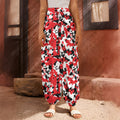 Red White And Black Digital Camo Print Harem Pants