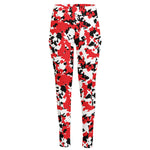 Red White And Black Digital Camo Print High-Waisted Pocket Leggings