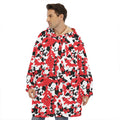 Red White And Black Digital Camo Print Hoodie Blanket