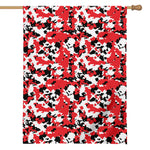 Red White And Black Digital Camo Print House Flag