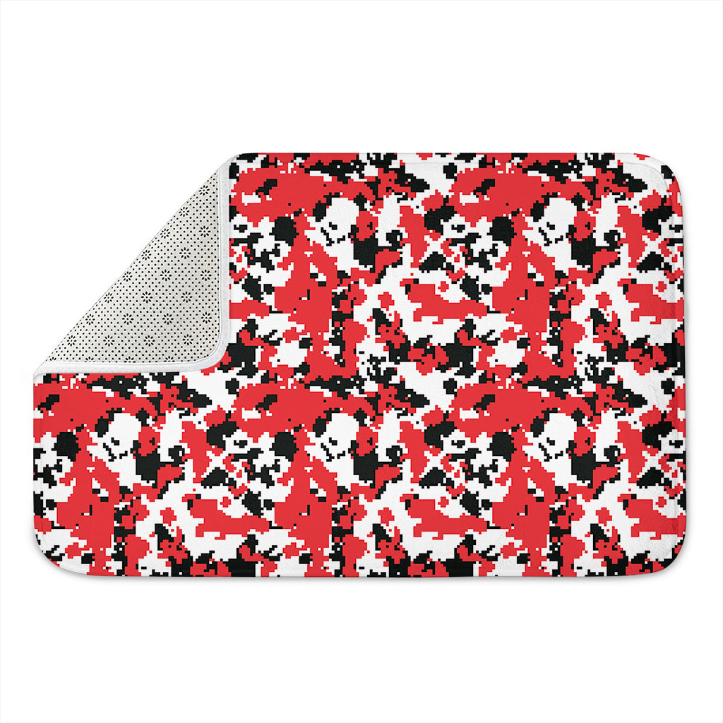 Red White And Black Digital Camo Print Indoor Door Mat