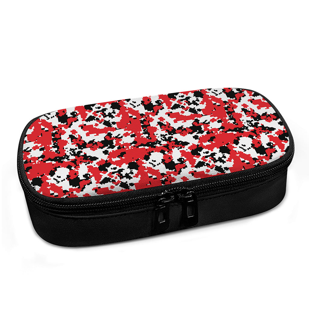 Red White And Black Digital Camo Print Insulin Cooler Travel Case