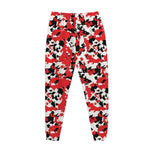 Red White And Black Digital Camo Print Jogger Pants