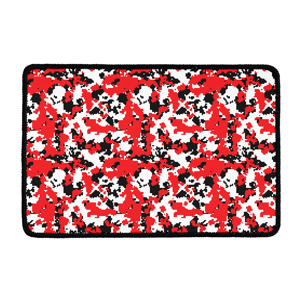 Red White And Black Digital Camo Print Kitchen Mat
