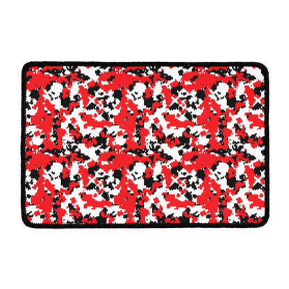 Red White And Black Digital Camo Print Kitchen Mat