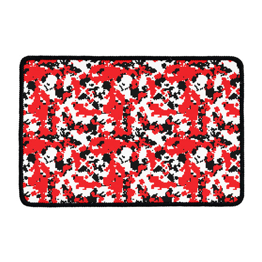 Red White And Black Digital Camo Print Kitchen Mat