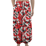 Red White And Black Digital Camo Print Lantern Pants