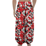 Red White And Black Digital Camo Print Lantern Pants