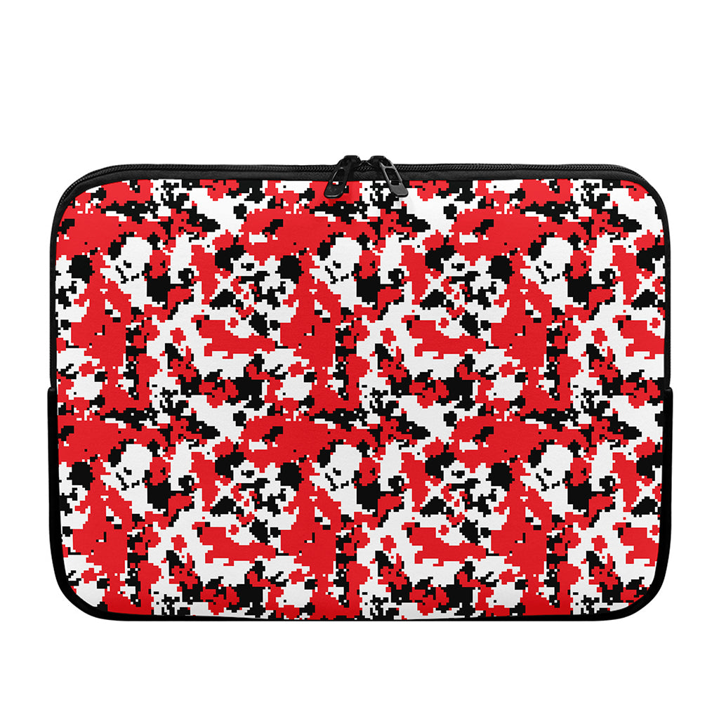 Red White And Black Digital Camo Print Laptop Sleeve