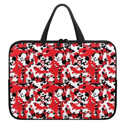 Red White And Black Digital Camo Print Laptop Sleeve With Handle