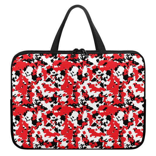 Red White And Black Digital Camo Print Laptop Sleeve With Handle