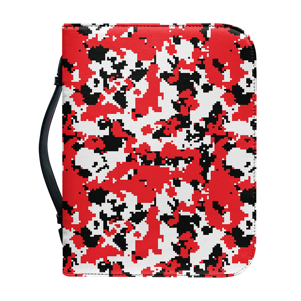Red White And Black Digital Camo Print Leather Bible Cover