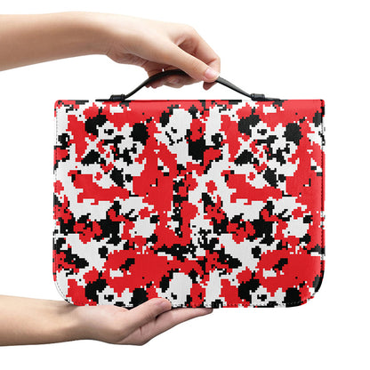 Red White And Black Digital Camo Print Leather Bible Cover
