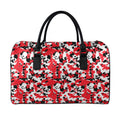 Red White And Black Digital Camo Print Leather Duffel Bag