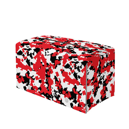 Red White And Black Digital Camo Print Leather Tissue Box Cover