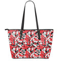 Red White And Black Digital Camo Print Leather Tote Bag With Zipper