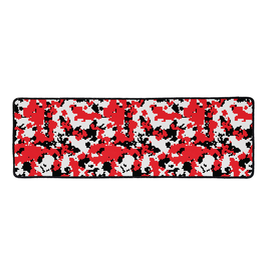 Red White And Black Digital Camo Print Long Kitchen Mat