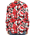 Red White And Black Digital Camo Print Long Sleeve Baseball Jersey