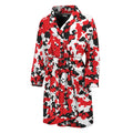 Red White And Black Digital Camo Print Men's Bathrobe