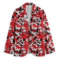 Red White And Black Digital Camo Print Men's Blazer