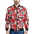 Red White And Black Digital Camo Print Men's Bomber Jacket