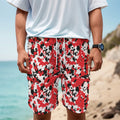 Red White And Black Digital Camo Print Men's Cargo Shorts