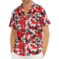 Red White And Black Digital Camo Print Men's Deep V-Neck Shirt