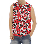 Red White And Black Digital Camo Print Men's Fitness Tank Top