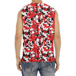 Red White And Black Digital Camo Print Men's Fitness Tank Top