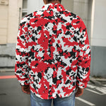 Red White And Black Digital Camo Print Men's Shirt Jacket