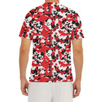 Red White And Black Digital Camo Print Men's Short Sleeve Rash Guard
