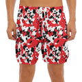 Red White And Black Digital Camo Print Men's Split Running Shorts